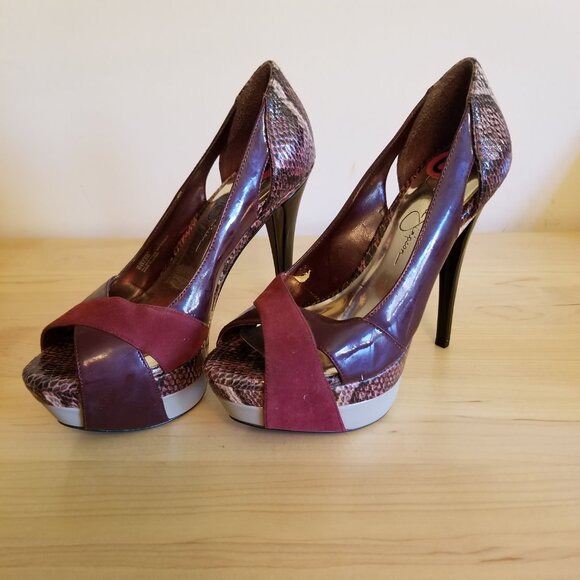 Brand New Jessica Simpson patented leather leopard open top heels size 6 - Picture 3 of 7